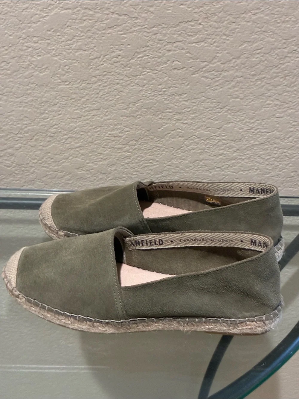 Manfield Olive Suede Espadrille Flats